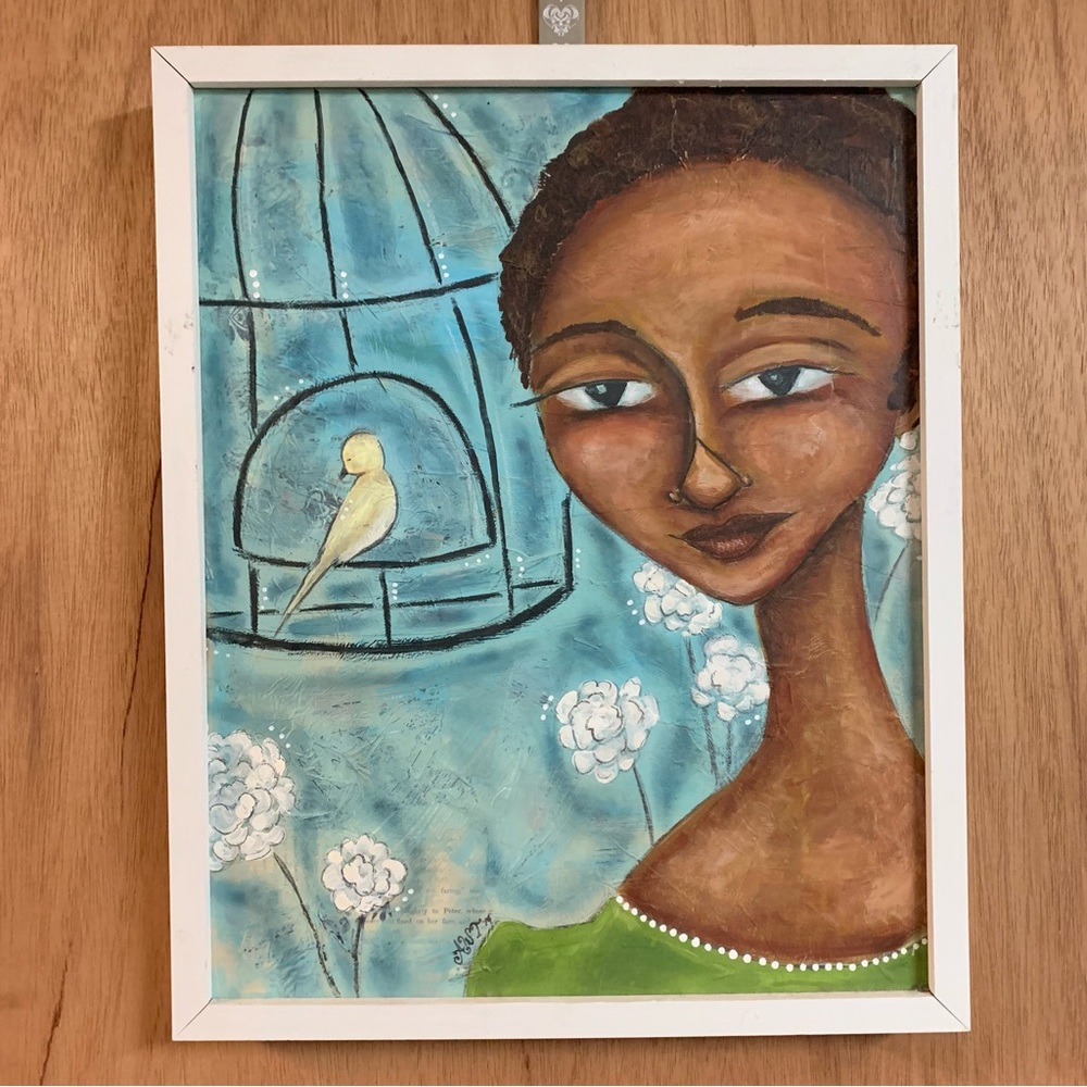 OOAK ART! ALLISON WEEKS THOMAS Sing Sweet Melodies ORIGINAL MIXED MEDIA PAINTING